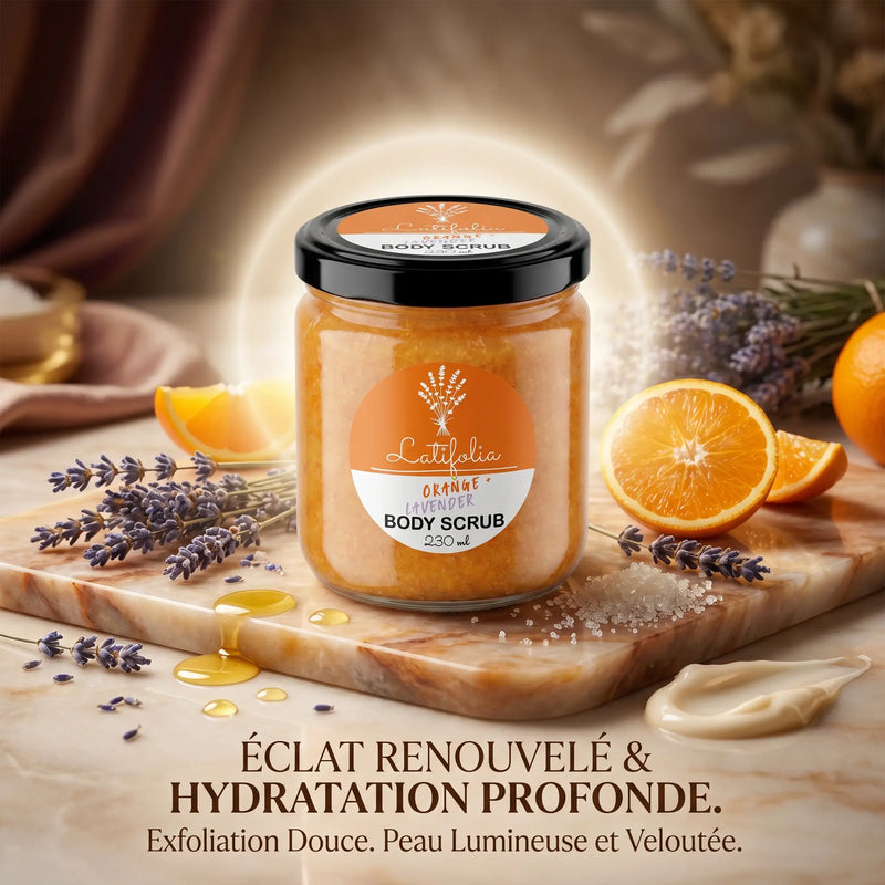 Gommage Corporel Orange & Lavande – Soin Exfoliant Nettoyant – Latifolia Latifolia