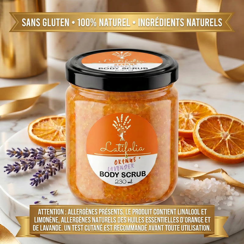 Gommage Corporel Orange & Lavande – Soin Exfoliant Nettoyant – Latifolia Latifolia