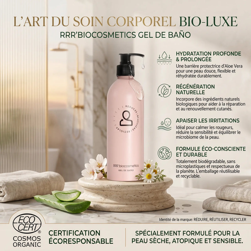 Gel de Bain Écologique 500 ml – RRR’biocosmetics - Bio, Vegan & Cosmos Organic - Elohé Beauty