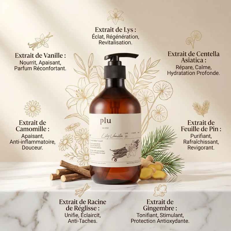 Gel Douche 500 ml - Vanille & Lys Rafraîchissant - PLU PLU