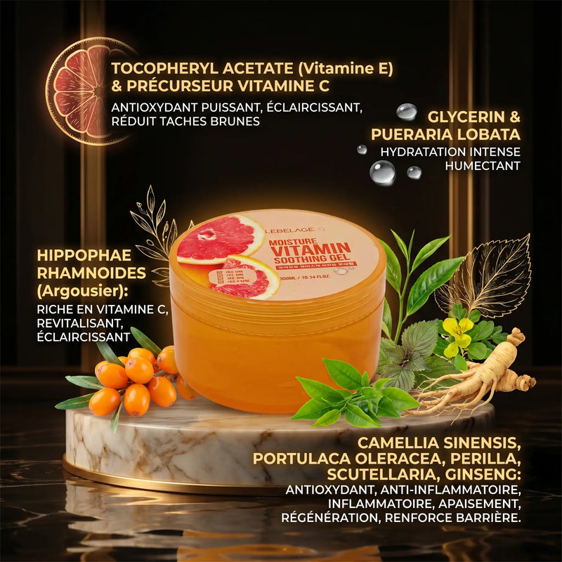 Gel Éclat du teint anti-tâches, antioxydant & fermeté 300 ml à l'extrait de Vitamine C - Visage & Corps Lebelage