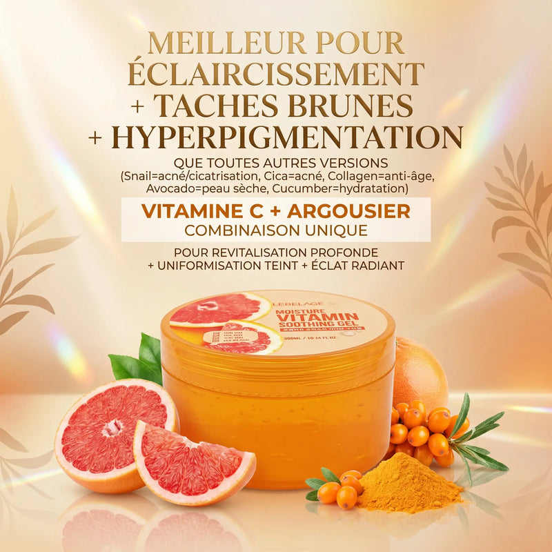 Gel Éclat du teint anti-tâches, antioxydant & fermeté 300 ml à l'extrait de Vitamine C - Visage & Corps Lebelage
