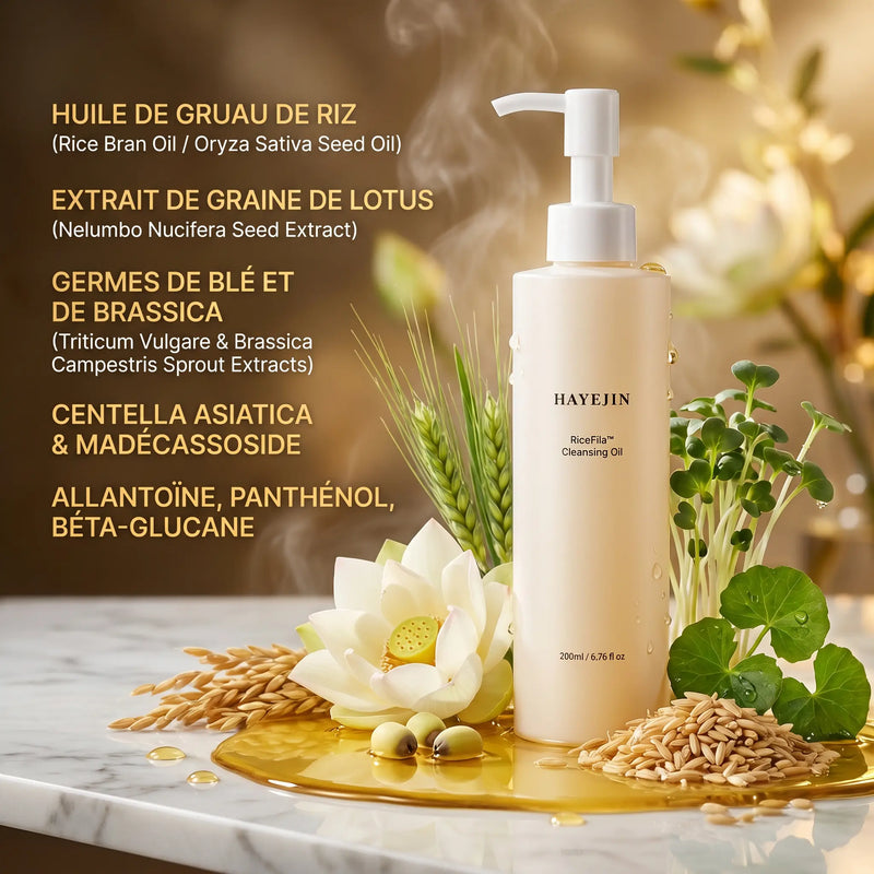Huile Démaquillante hypoallergénique à l'Huile de Graine de Riz Fermentée 200 ml - HAYEJIN HAYEJIN