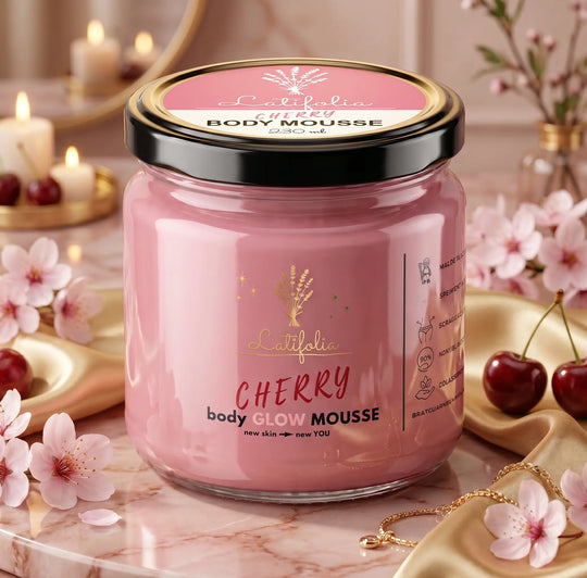 Mousse corporelle légèrement pailletée à la Cerise 230 ml – Soin Hydratant - Latifolia Latifolia