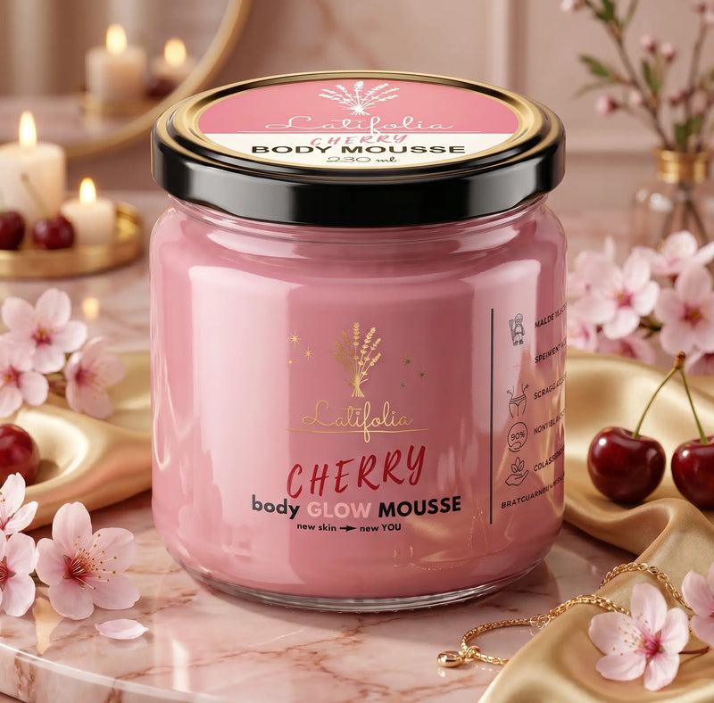 Mousse corporelle légèrement pailletée à la Cerise 230 ml – Soin Hydratant - Latifolia Latifolia