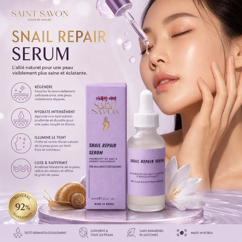 Sérum Réparation à la Bave d’Escargot 30ml - Peau régénérée & plus fraîche – Soin coréen premium - Elohé Beauty
