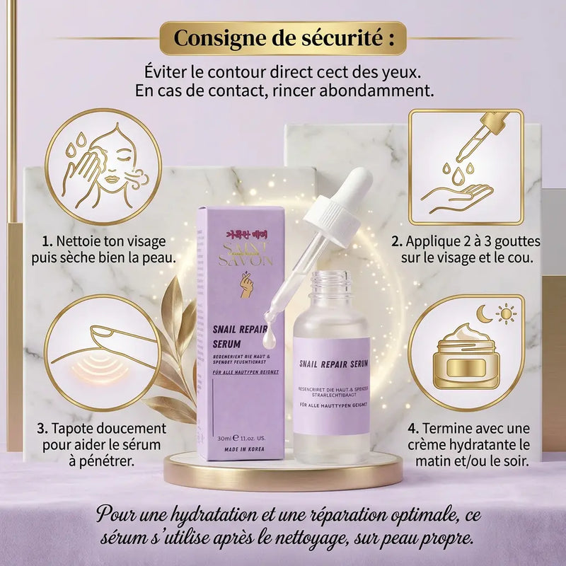 Sérum Réparation à la Bave d’Escargot 30ml - Peau régénérée & plus fraîche – Soin coréen premium - Elohé Beauty