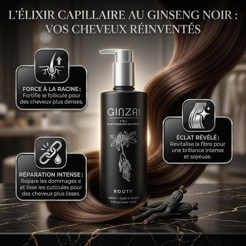 ROOTY - Shampooing 3 en 1 au Ginseng Noir GINZAI Ginzai