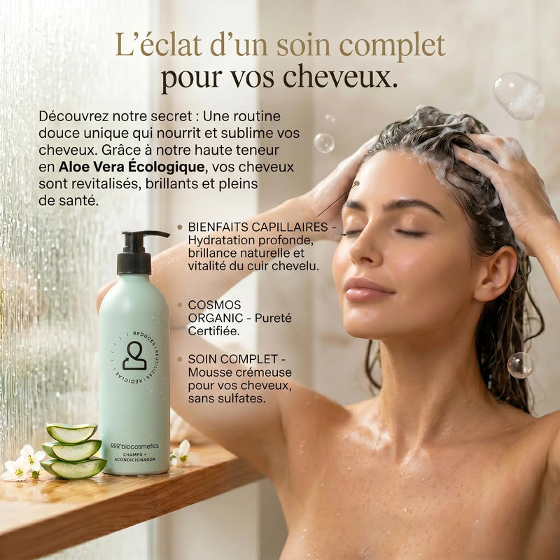 Shampooing et Conditionneur Écologique 500 ml – RRR’biocosmetics - Bio, Vegan & COSMOS ORGANIC - Elohé Beauty