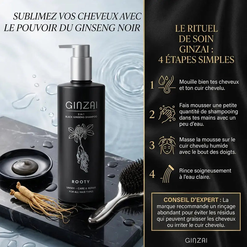 ROOTY - Shampooing 3 en 1 au Ginseng Noir GINZAI Ginzai