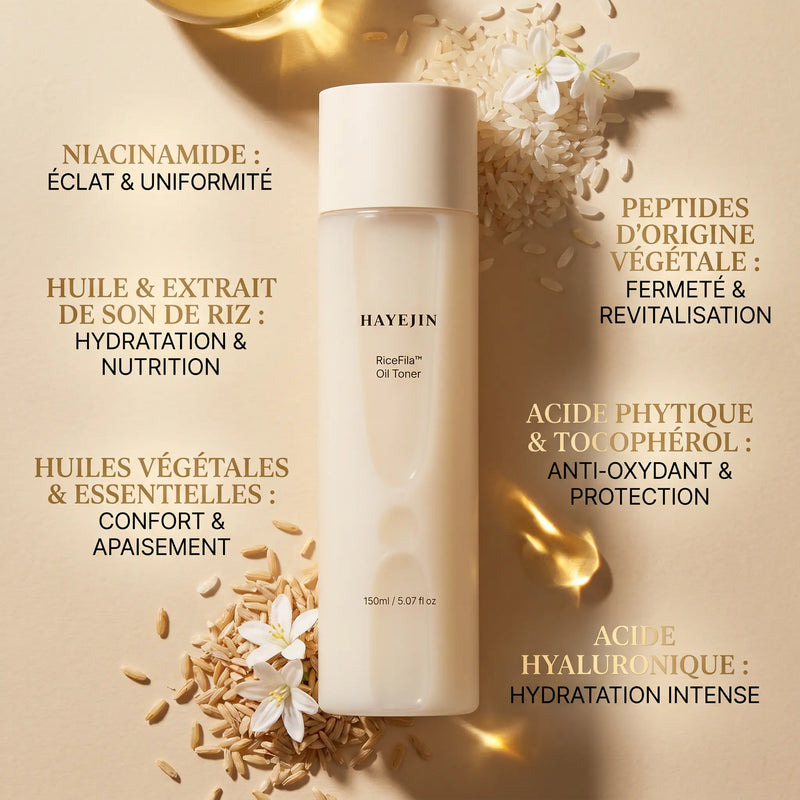 Toner Bifasique hypoallergénique à l'Huile de Graine de Riz Fermentée 150 ml - HAYEJIN HAYEJIN